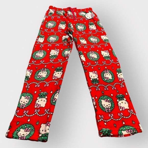 Hello Kitty “Christmas Wreath” Fuzzy Soft Touch Pajama Pants Womens size M New - Picture 2 of 12